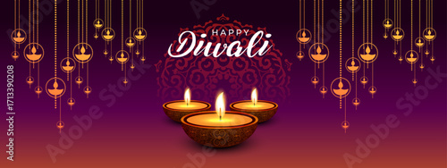 Happy Diwali 2025 Festival Wishes | Lights, Diyas & Celebration Banner