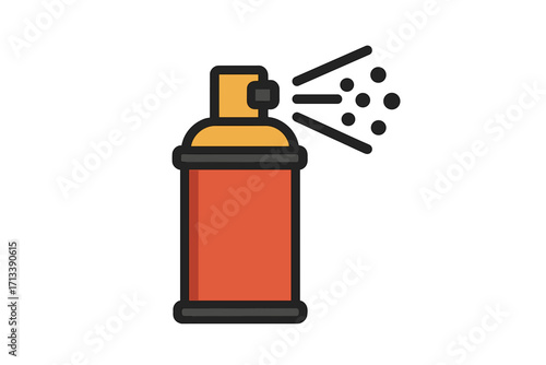 Spray can icon flat vector illustration. Aerosol paint for graffiti street art. Deodorant, hairspray, or pest control concept. Urban culture symbol. Simple graphic element.