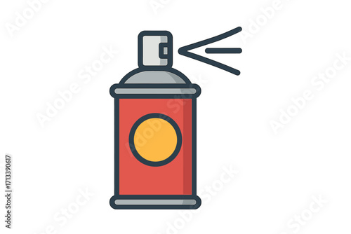 Spray can icon, aerosol paint vector illustration. Simple flat graphic symbol for graffiti, street art, or deodorant. Isolated container with nozzle for easy design.