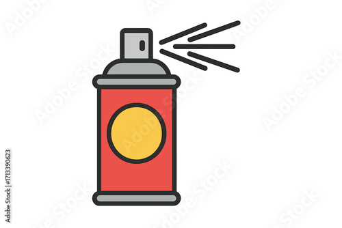 Spray can icon vector illustration. Aerosol paint for graffiti and street art. Flat cartoon symbol for creative urban culture or DIY projects. Simple isolated sprayer bottle design.