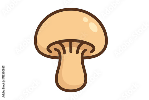 Mushroom champignon vector icon. Cute cartoon fungus illustration in flat style. Simple food ingredient symbol for cooking, logo or sticker. Healthy organic vegetarian meal.