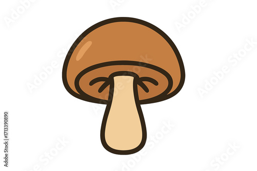 Mushroom icon vector illustration. Simple flat cartoon style champignon for logo design. Healthy organic food, forest fungi, autumn vegetable for cooking or restaurant menu.