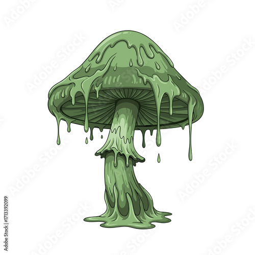creepy mushroom, green mushroom, spooky mushroom, toxic mushroom, halloween mushroom, scary fungus, melting mushroom, dripping mushroom, poisonous mushroom, horror mushroom, fantasy mushroom, haunted 