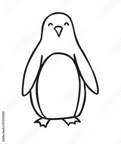 Adorable penguin cartoon illustration with a sweet smile, perfect for children's designs and winter themes