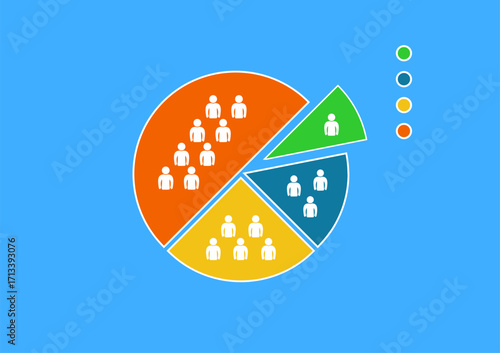 Audience segmentation, a flat color vector element, forms the basis of a marketing strategy. The segments are divided, and a full-sized decoration is Captions are provided by our contributors.