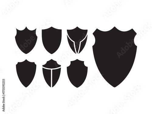 Collection of different type shield vector isolated on white background