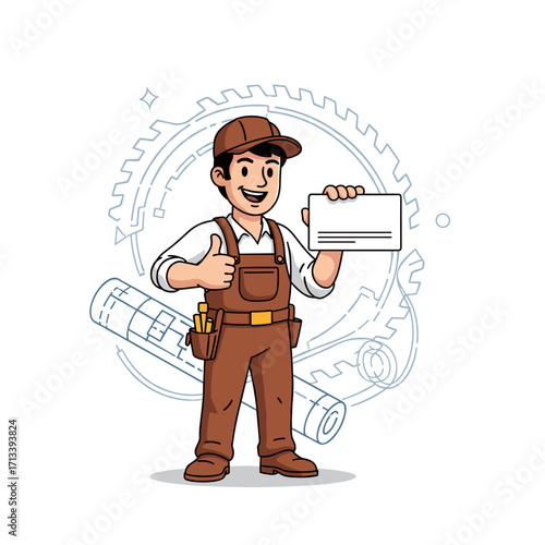 Skilled construction worker holding a certificate and giving a thumbs up.
