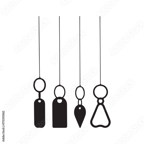 Four different pendulum bob shapes silhouette vector isolated on white background.