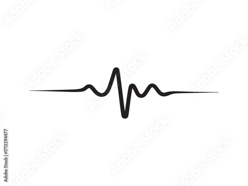  Silhouette heartbeat ekg waveform silhouette vector isolated on white background