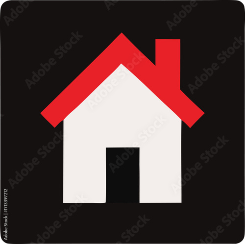 Simple red roof white house icon symbol design for home real estate property building dwelling residential estate agency
