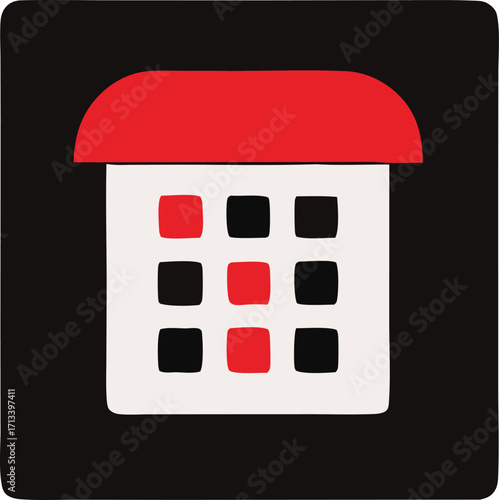 Modern calendar icon red white black grid day planning app event schedule organizer digital interface