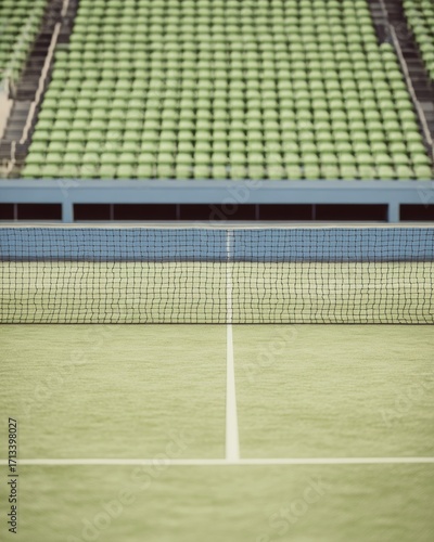 Wallpaper Mural Professional Tennis Court with Freshly Painted Lines and Net Modern Premium Sports Facility for Organized Competition and Marketing Campaigns Torontodigital.ca