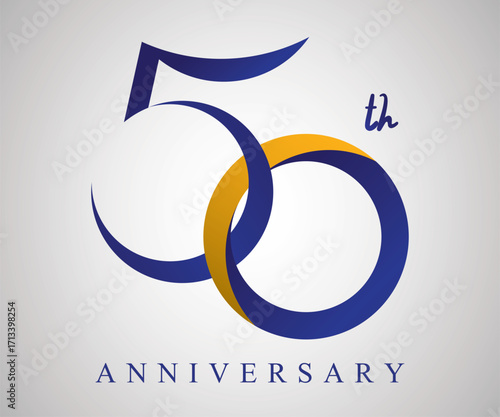 50 years anniversary Logo Design with blue and old yellow color