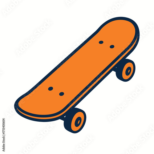 Orange Skateboard Sport Vector Icon