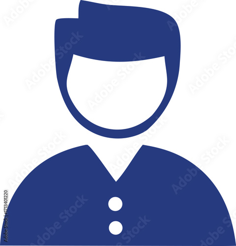 Simple blue icon of a person's head and shoulders representing a user profile or generic individual