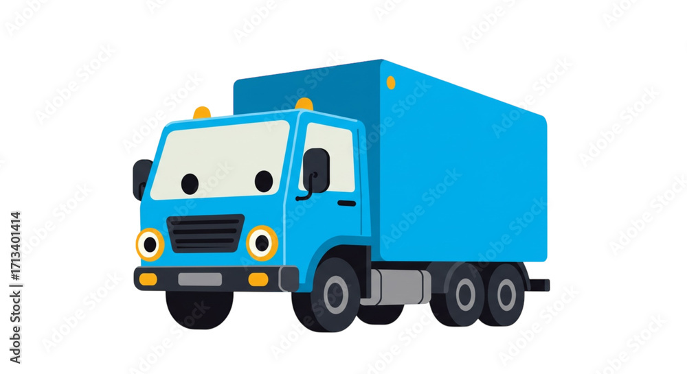 Fototapeta premium Vector Cartoon Box Truck for Shipping and Logistics Design