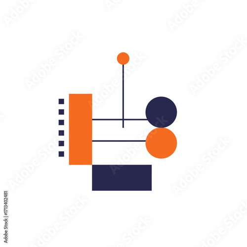 Abstract Geometric Composition in Orange and Blue for Modern Design