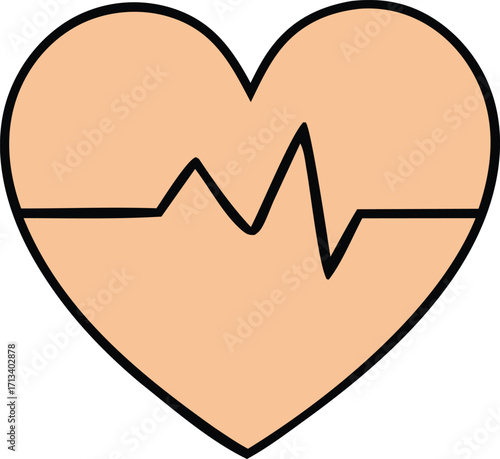 Heartbeat ekg line inside heart shape health medical symbol graphic design element representation