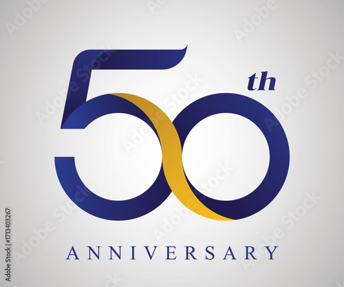 50 years anniversary Logo Design with blue and old yellow color