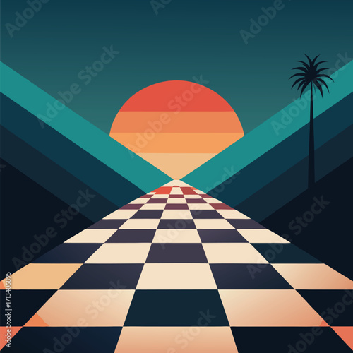 3d render of a red and white chess board