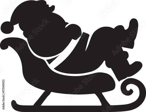 Black silhouette of Santa Claus in his sleigh