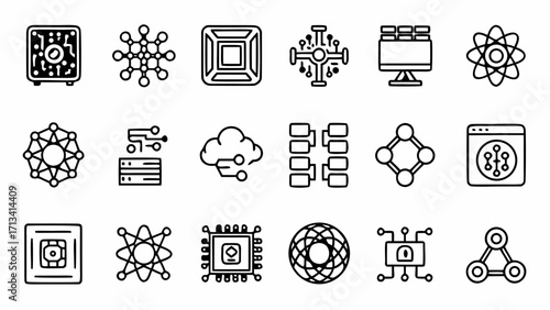 Vector art of collection of modern technology and network icons created and generated with generative ai #8