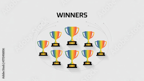 Winners achievement awards vector design illustration for success and competition in business and sports