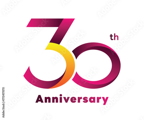 30 years anniversary logo modern design in purple and yellow color