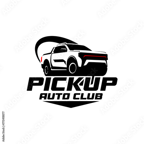 Off Road 4x4 Utility Vehicle Logo Icon. All-Terrain Pickup Truck Symbol. Auto Garage 4wd Showroom Dealership Badge. Vector Illustration