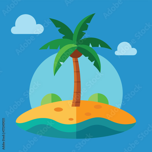 tropical island with palm trees