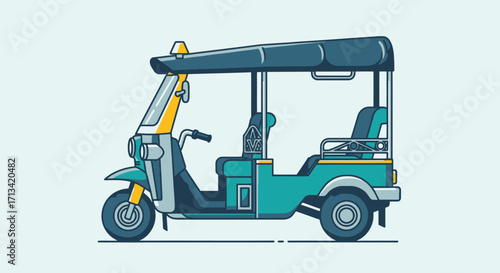 Isolated Tuk-Tuk Illustration Depicting Southeast Asian Transportation for Tourism, Travel Guides, and Cultural Projects