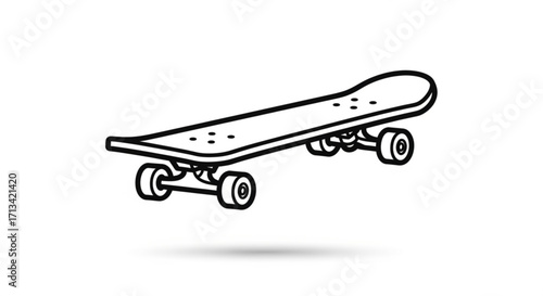 Skateboard outline vector illustration for skate park design and extreme sports equipment graphic design asset