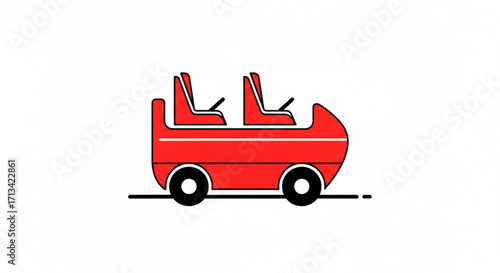 Red amusement park roller coaster ride vector illustration theme park fun thrill ride design graphic clip art
