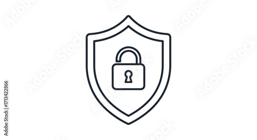 Security shield padlock icon for data protection and cyber security system access control and privacy 100
