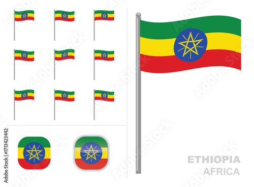 Ethiopia Flag Africa Country Waving Animation App Icon Vector