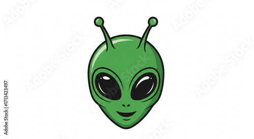 Green alien face cartoon illustration vector graphic extraterrestrial martian head space invader clipart image