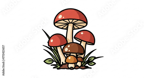 Mushroom identification guide for beginners with edible and poisonous mushroom species in the forest