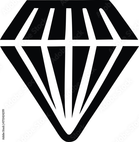 Bold diamond icon silhouette graphic design gemstone symbol crystal precious stone faceted jewel