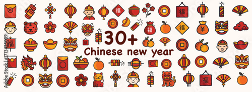 Chinese New Year Icon Bundle vector