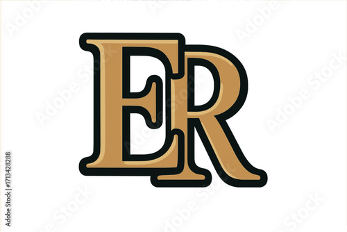 ER logo, letters E and R monogram icon. Elegant classic typography for luxury brand identity. Golden alphabet initial symbol for business emblem. Vector graphic design element.