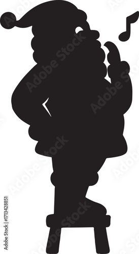 Silhouette of Santa Claus whistling a Christmas carol