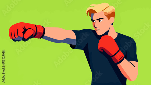 A person is boxing, hand-drawn vector illustration