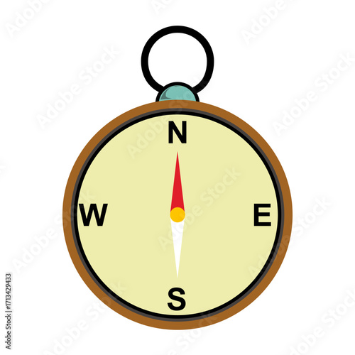 Classic navigational compass pointing north direction illustration.