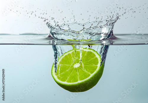 Splash of water hitting lime wedges