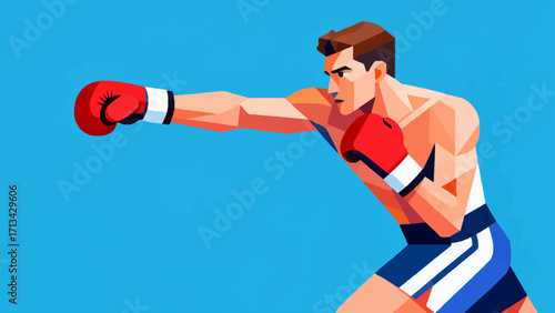 A person is boxing, hand-drawn vector illustration
