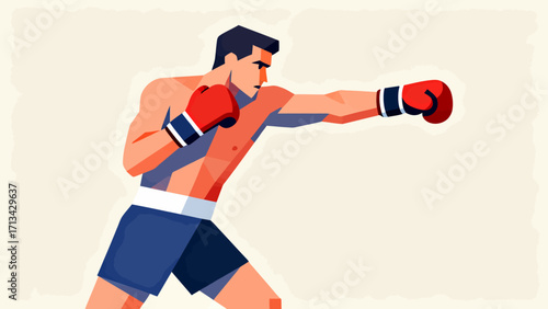 A person is boxing, hand-drawn vector illustration