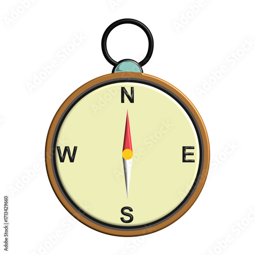 Vintage style magnetic compass for navigation and direction.