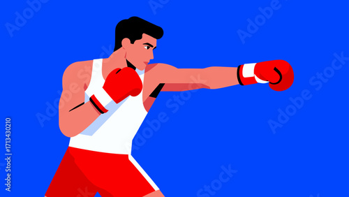 A person is boxing, hand-drawn vector illustration