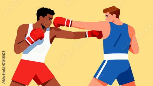 A person is boxing, hand-drawn vector illustration