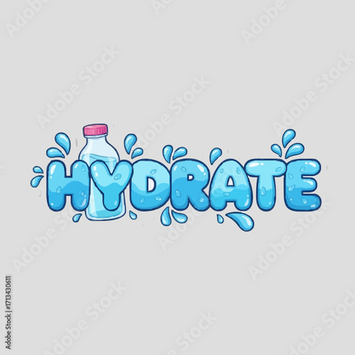 Refreshing Hydrate Typography with Water Bottle